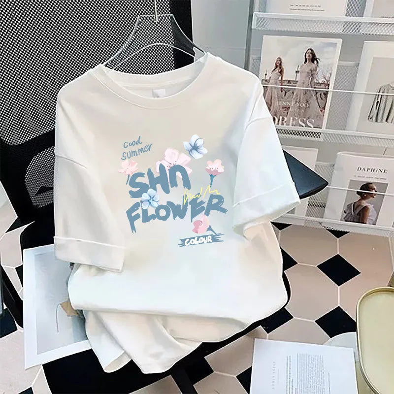 Loose Cotton Short Sleeve T-Shirt plus Size Men's Style Summer Top Comfortable Breathable Bottoming Shirt for plus Size Women