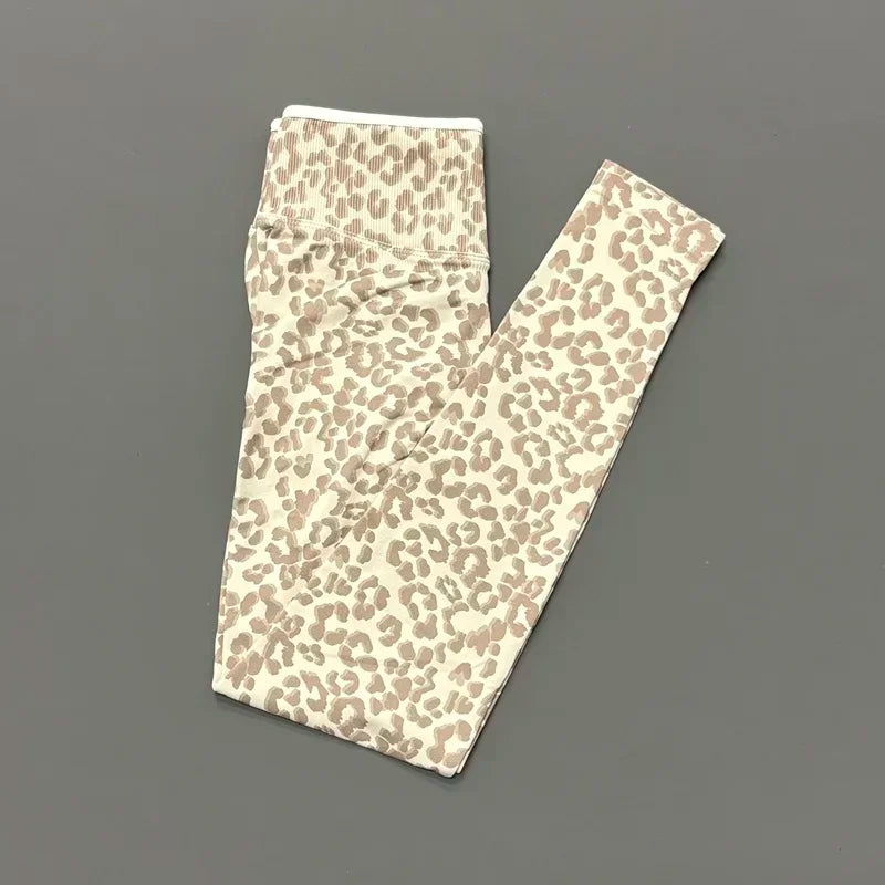 Seamless Leopard Print Leggings Women High Waist Yoga Pants Scrunch Butt Fitness Tights Moisture Wicking Slim Fit Sports Pants
