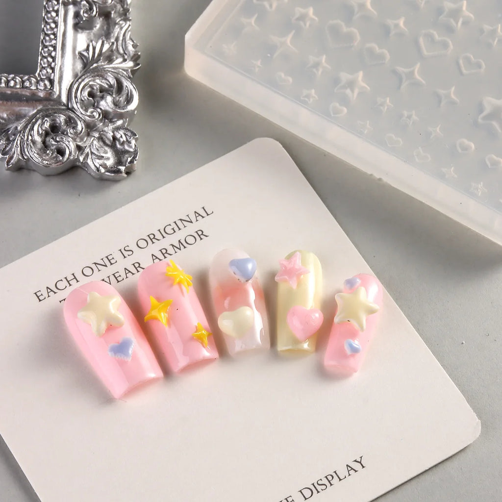 Lace Bowknot Nail Art Mold, French Manicure Silicone Stencil for DIY Nail Decoration, Nail Design Tool, Nail Printing Template