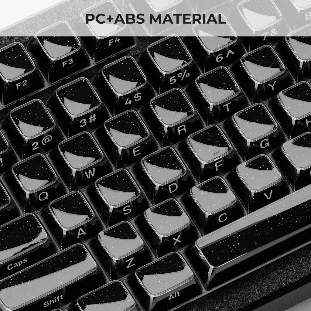 132 Keys Starry Black Crystal Jelly PBT Keycap Double Shot PC Keycaps for Gaming Mechanical Keyboard
