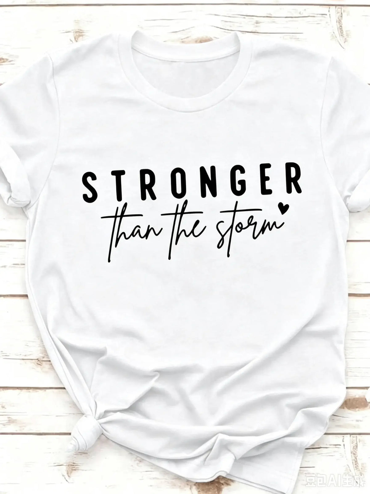 Women Crew Neck Short Sleeve T Shirt Stronger Than The Storm Inspirational Slogan Graphic Print Mustard Casual Spring Summer