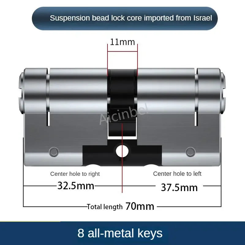 65-130MM High Quality European Standard Lock Cylinder,Super C-Level Anti-Theft Door Lock Cylinder,Household Copper Lock 8 Keys