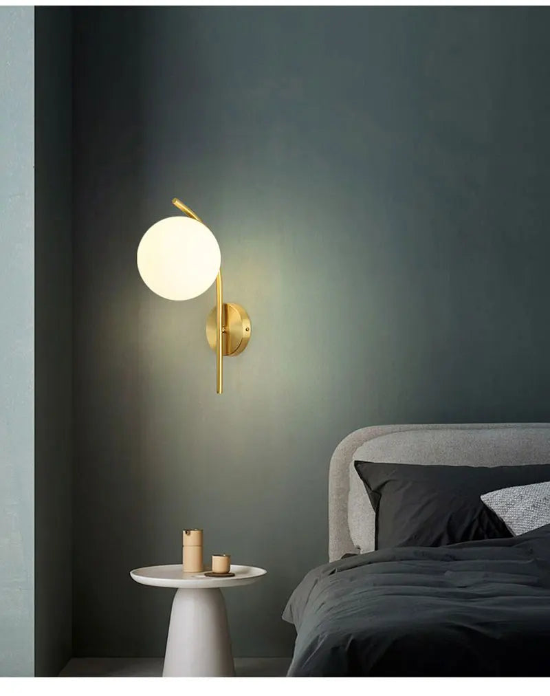 Bedroom LED Wall Lamps with 9W G9 Bulb Hardwired Indoor Frosted Glass Ball Wall Lights Wall Sconce for Bar Kitchen AC110-220V