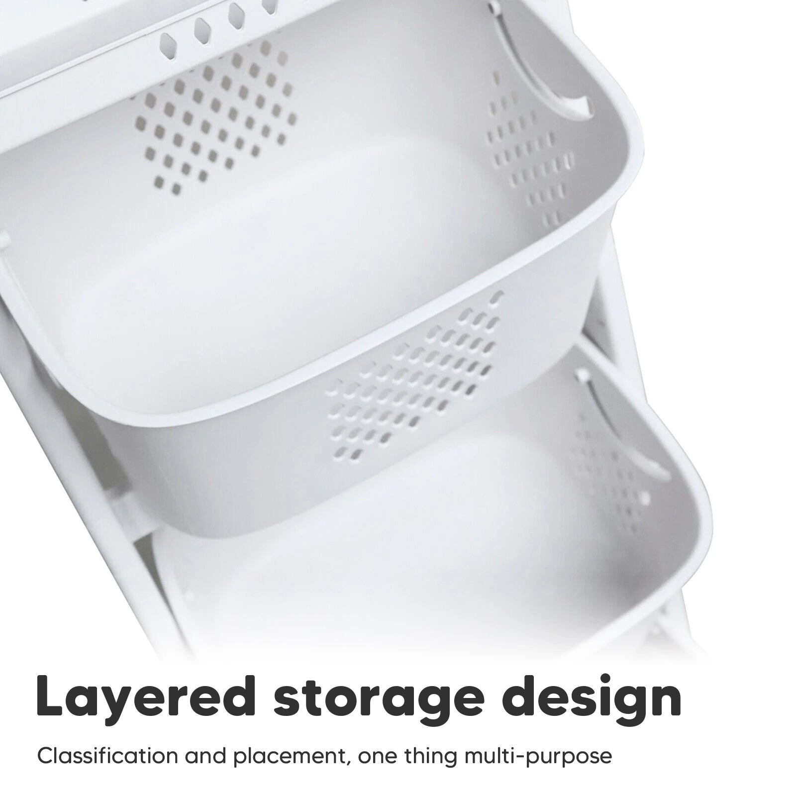 2/4 Tier Laundry Basket Cart Removable Rolling Cart Storage Buckets Plastic Hamper with 4 Wheels Organizer Portable Sort
