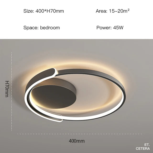 Modern Led Ceiling Light The Bedroom Black White Square Ring Lamp Living Room Study Nursery Indoor Lighting Fixture