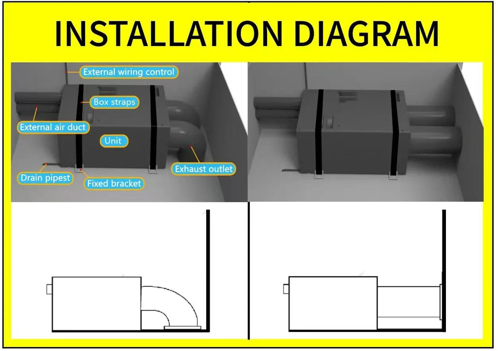 12V RV AC caravan van motorhome marine 24V48V under bench air conditioner 12volt air conditioning 24V auto parking cooler system