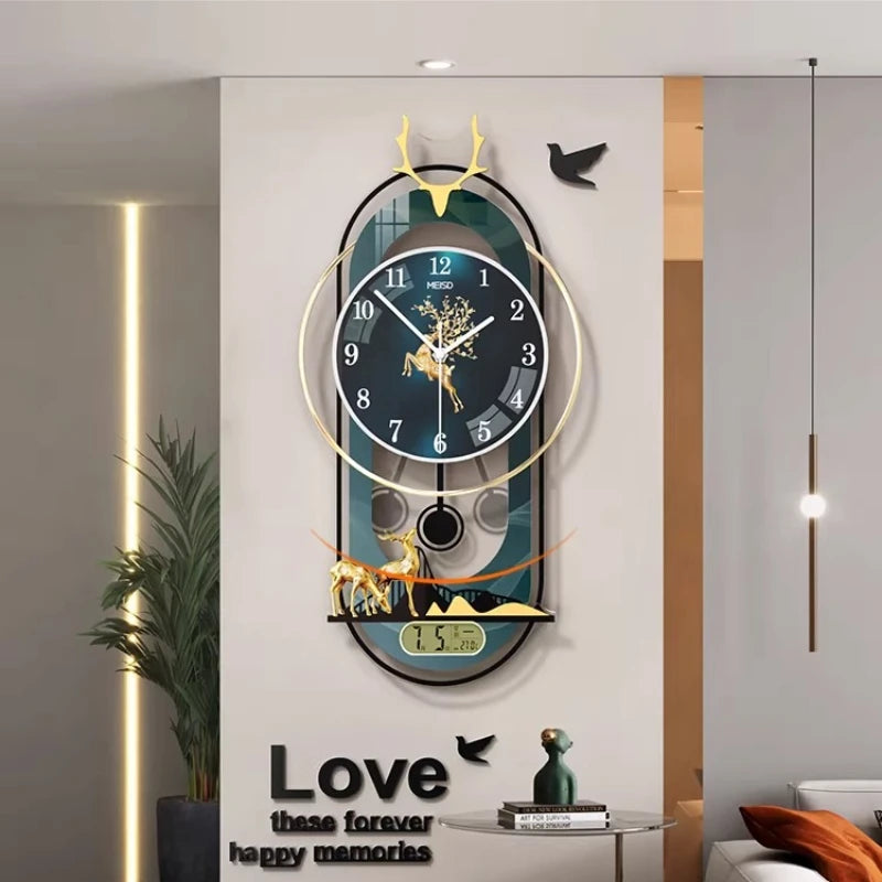 Luxury Wall Clock Living Room Modern Luxury Timepiece Creative Home Clock Wall Lamp Reloj Digital Pared Home Decoration Unusual