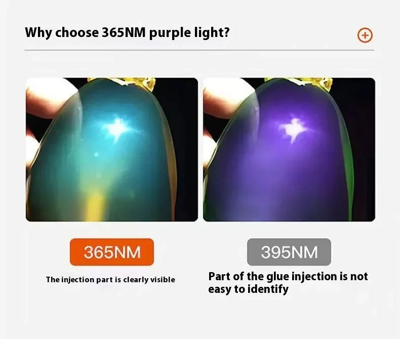 E9 Purple Light Lamp UV Flashlight 365NM Fluorescent Agent Detection USB Charging UV Nail Flashlight Currency Verification Lamp