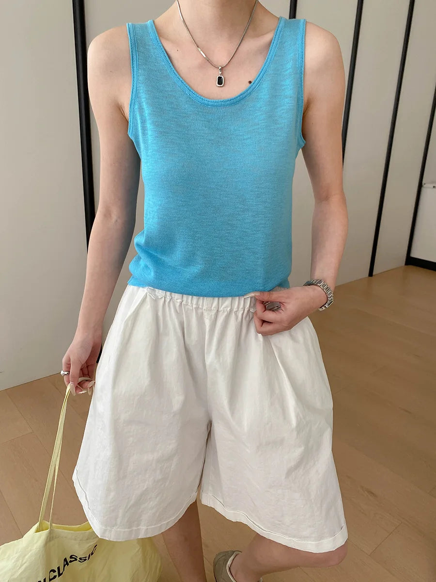 Summer women's relaxed loose wide leg A-line casual shorts versatile