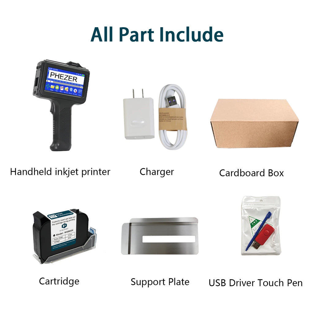 For Hp Phezer 12.7mm Portable P19 Handheld Inkjet Printer Three Colors Printer QR Bar Batch Code Date Number Logo Expiry Date