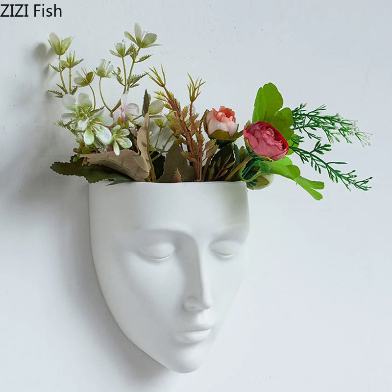 Silent Cheeks Ceramic Vase Creative Wall-mounted Plant Pots Table Decoration Flower Arrangement Floral Vase Room Aesthetic Decor