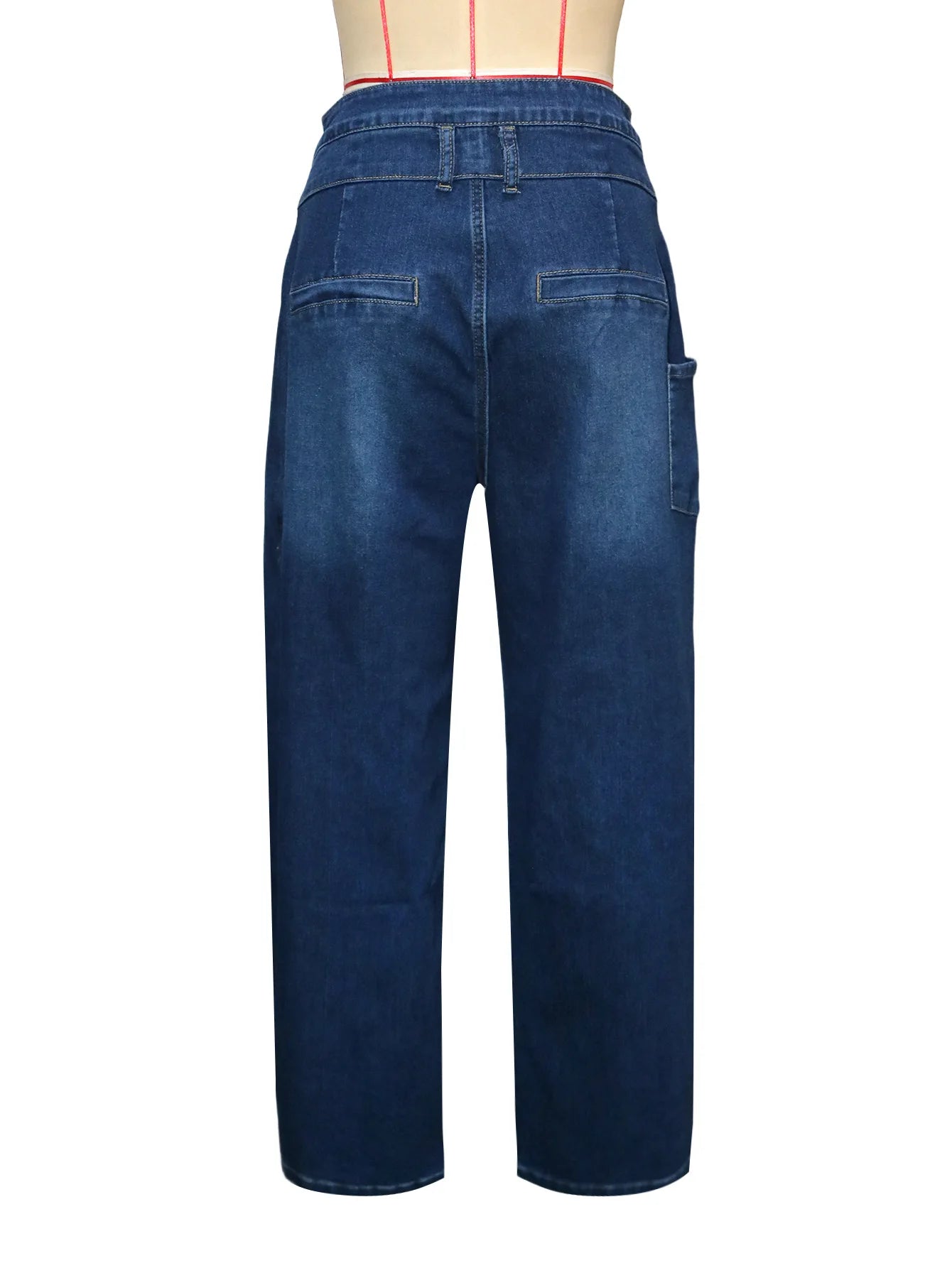 Vintage Washed Denim Wide Leg Pants Women Asymmetrical Wrap Overlap High Waist Y2K Streetwear Casual  Fashion Baggy Jeans