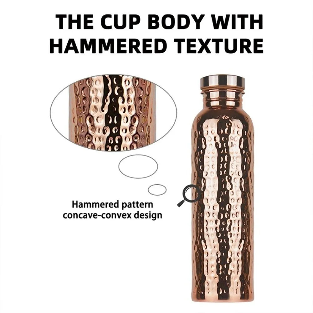 800ML Copper Water Bottle Anti-Slip Silicone Base One-Click Open Lid Leakproof Sports Bottle Thermal Insulation