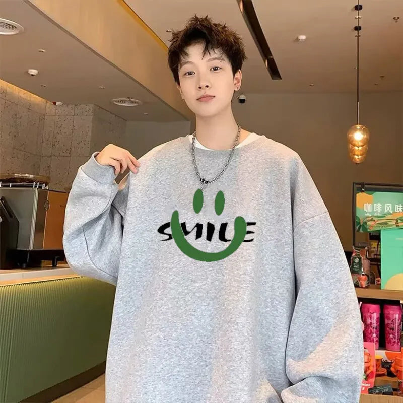 【M-8XL Sweatshirts】Men Oversized Sweatshirt Fashion Loose American Cartoon Dinosaur Dog Print Long Sleeve Couple Clothes