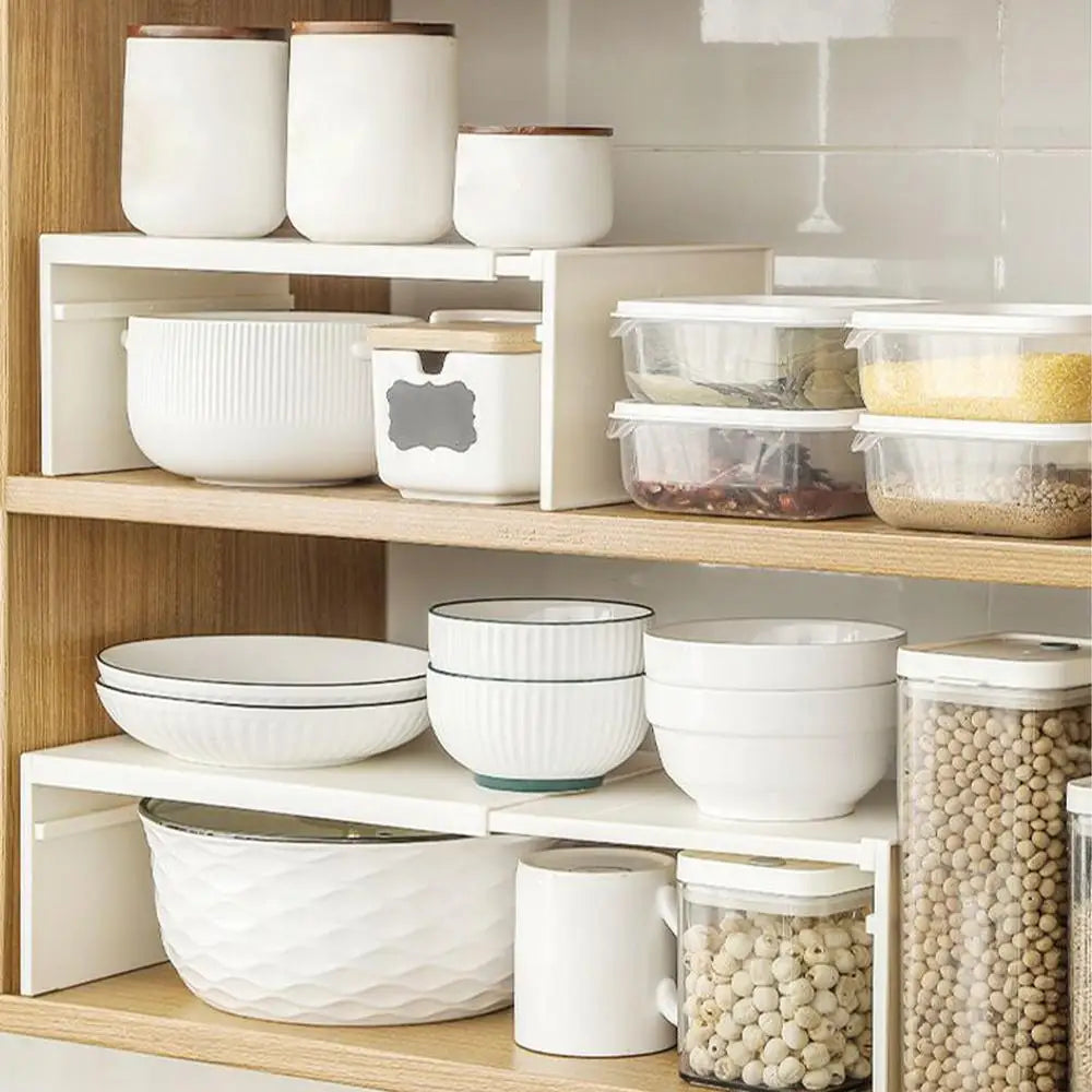 1pcs Kitchen Stretchable Cabinet Shelf Cupboard Separated Storage Rack Countertop Organizer shoe Organizer Shelf Save Space
