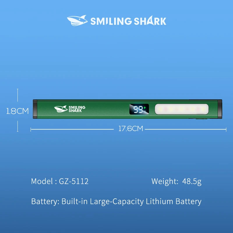 SMILING SHARK Magnetic Work Light 6‑Mode LED Flashlight with COB Sidelight Clip‑on Design for Outdoor Lighting GZ5112