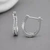 IGI Certified Lab Grown Diamond Double Row Hoop Earrings 18K Rose Gold / Yellow Gold / White Gold Curved Pave Diamond Hoops
