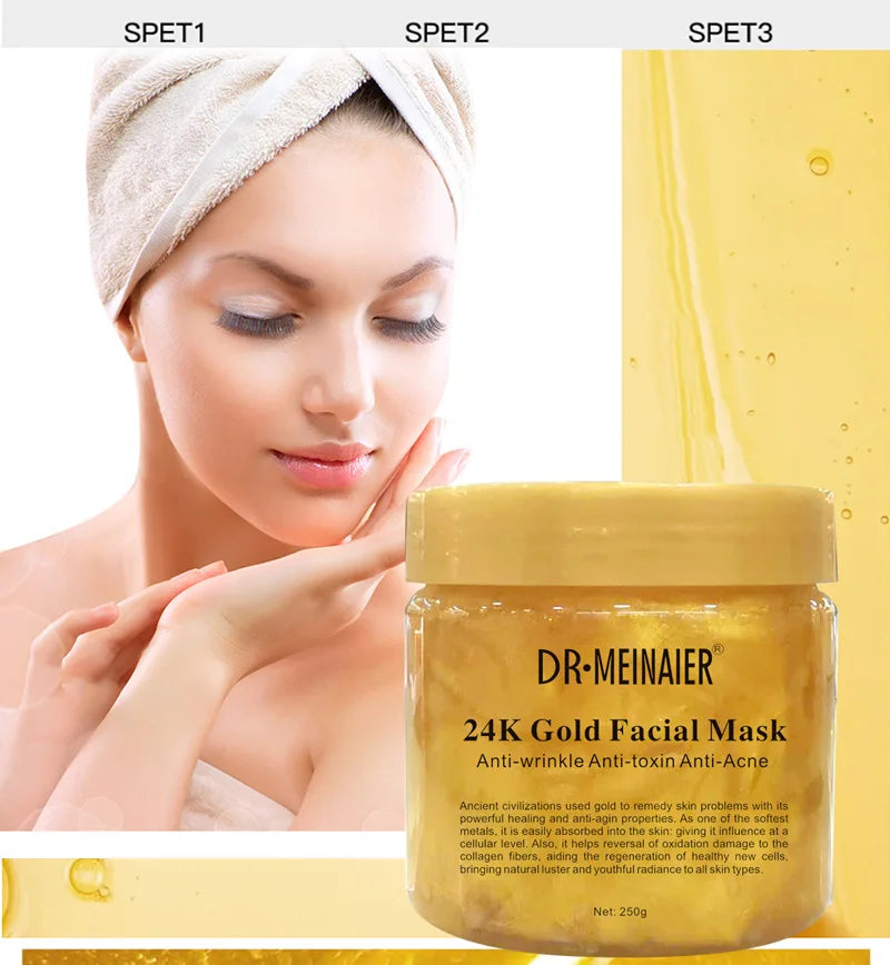 250g 24K Gold Collagen Repair Sleeping Facial Mask for Firming, Hydration, and Moisturizing Face Cream Apply-on Mask Skincare