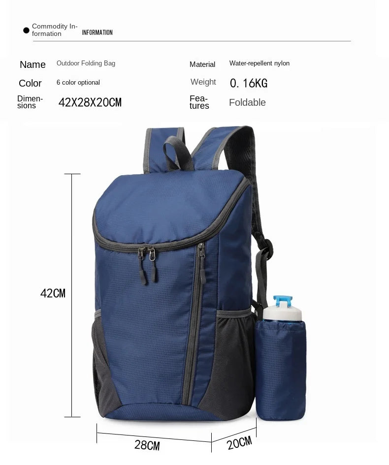 Large Capacity Sport Mountaineering Backpack - Lightweight Foldable Waterproof Outdoor Travel Bag for Sports