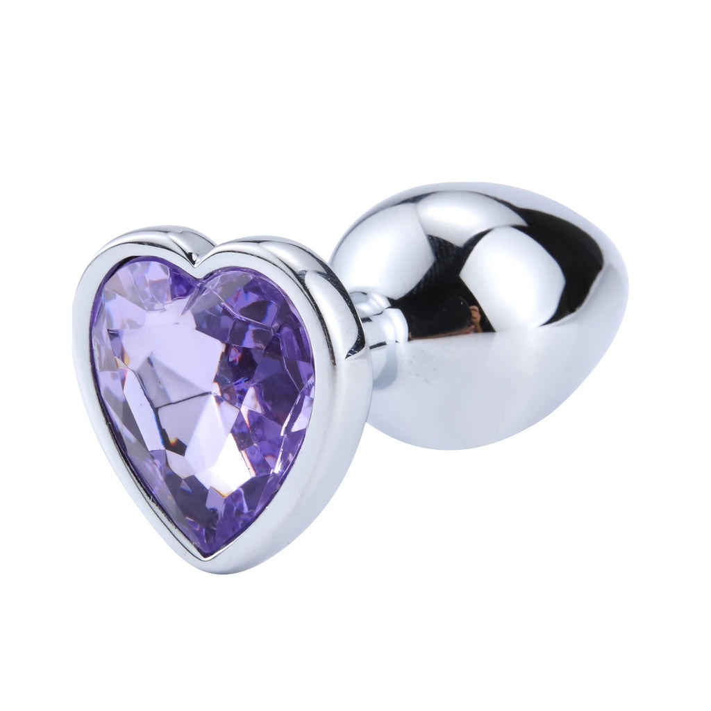 Luxury Heart Gem Metal Anal Plug Training Set Stainless Steel Butt Plug Kit for Beginners Men Women Couples Erotic Bedroom Game