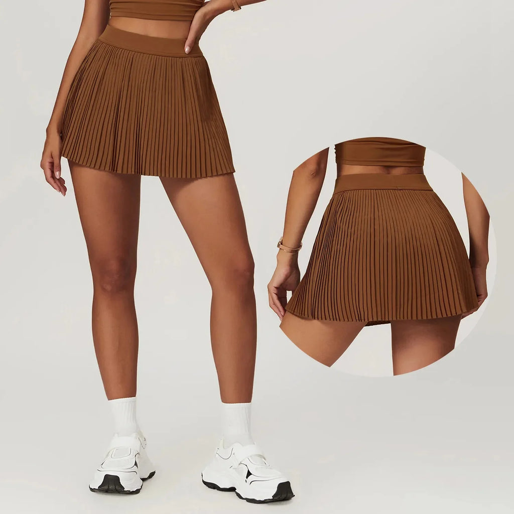 Women's fashion 2-in-1 golf tennis skirt pleated fitness suit with inner pocket, women's sexy style
