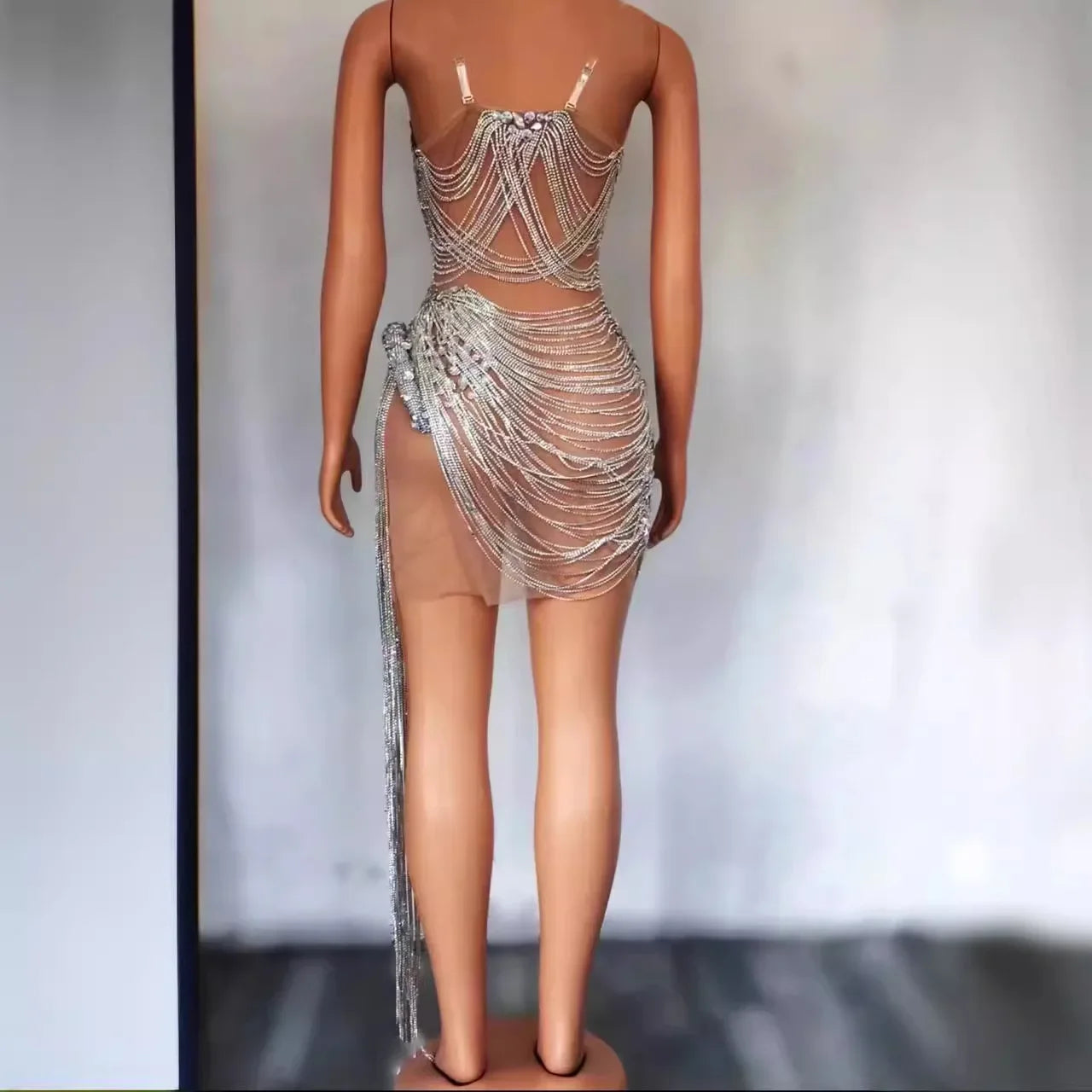 sexy rhinestone Wedding Party Dress Women's fashion Stage Costumes dress