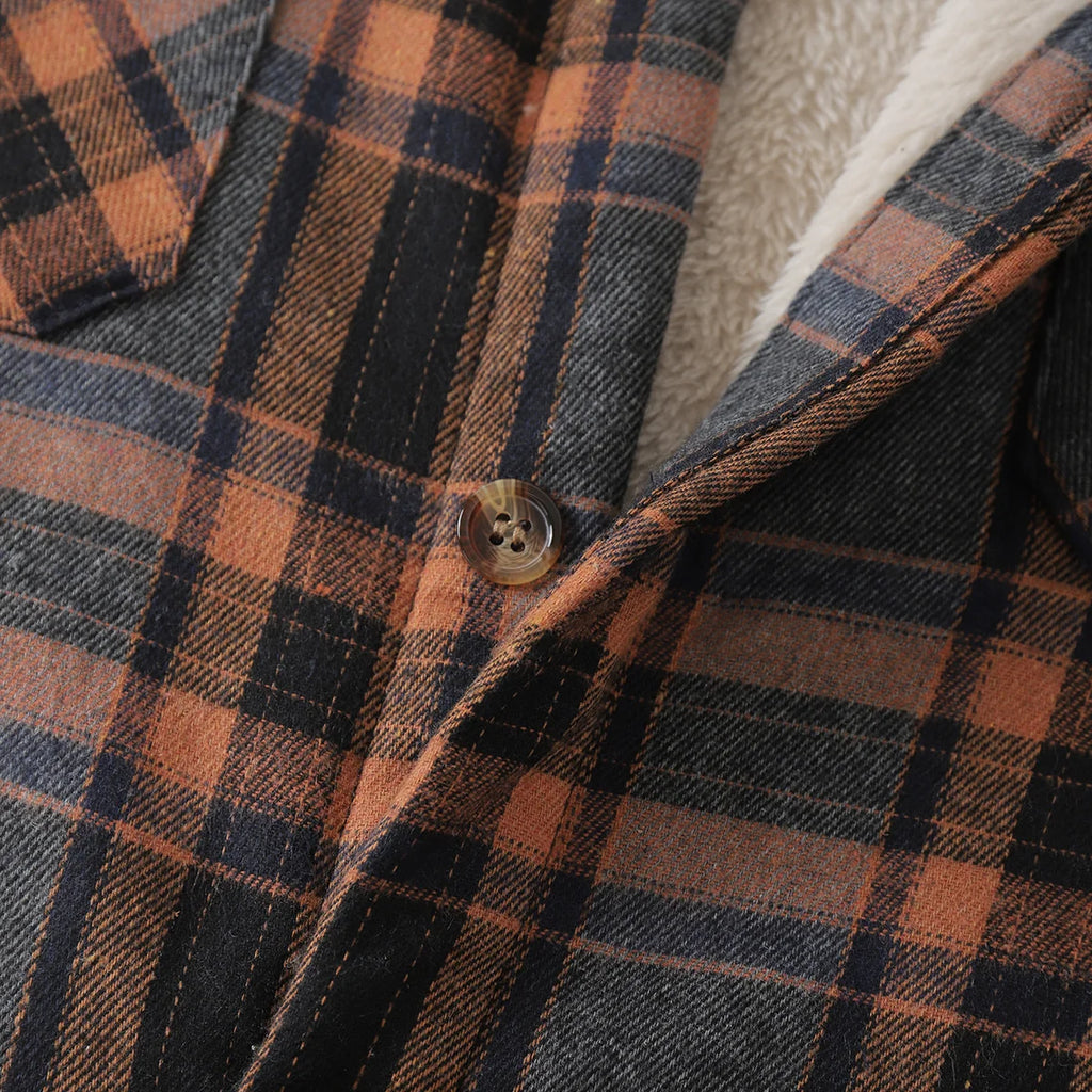 Quality Mens Plaid Flannel Shirts Thick Jacket Quilted Lined Long Sleeve Winter Shirt Cotton Coat with Pockets camisas de hombre