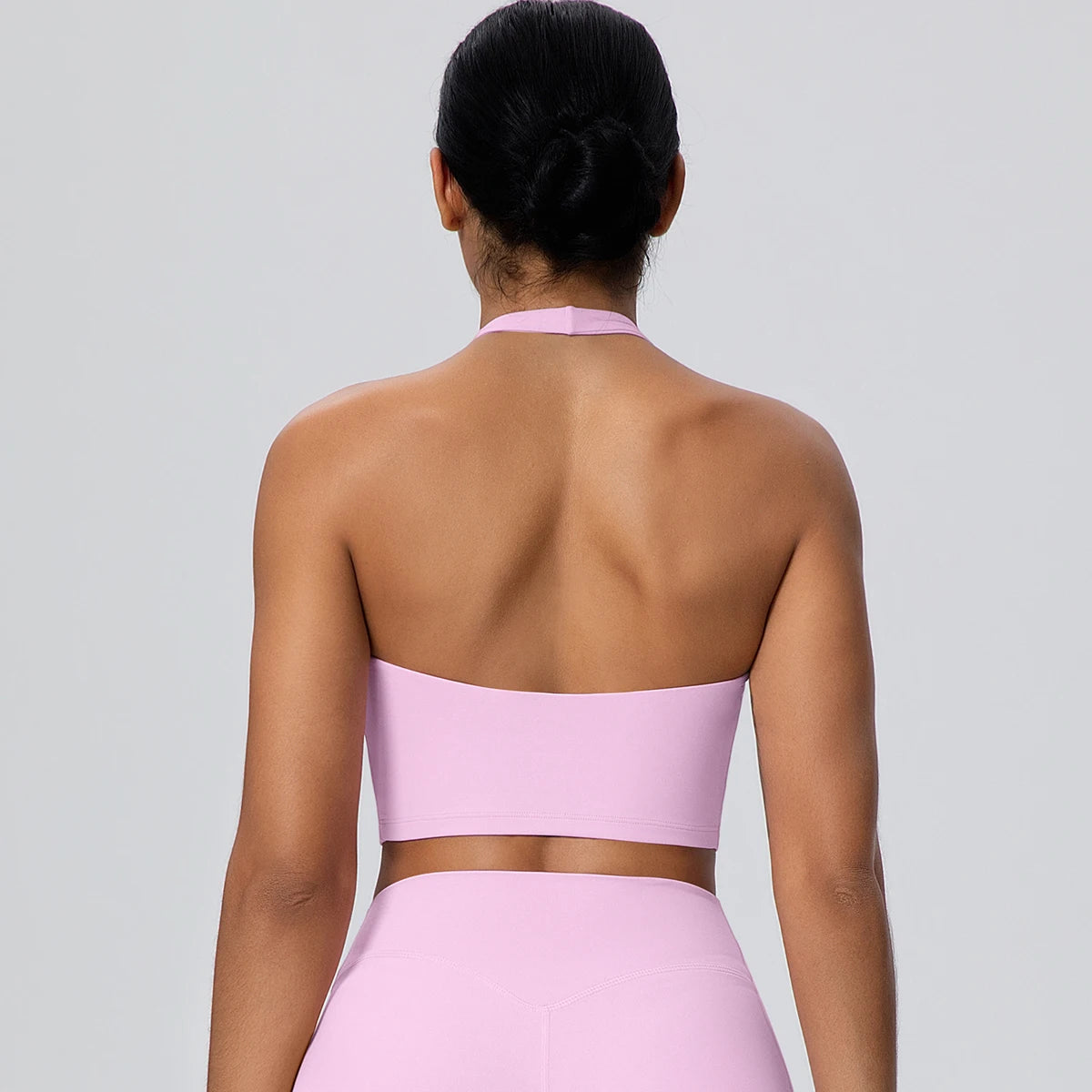 Woman Solid Color Sexy Neck Strap Bra Yoga Underwear With Chest Pad Backless Gather Shockproof Gym Workout Top Sports Yoga Bra