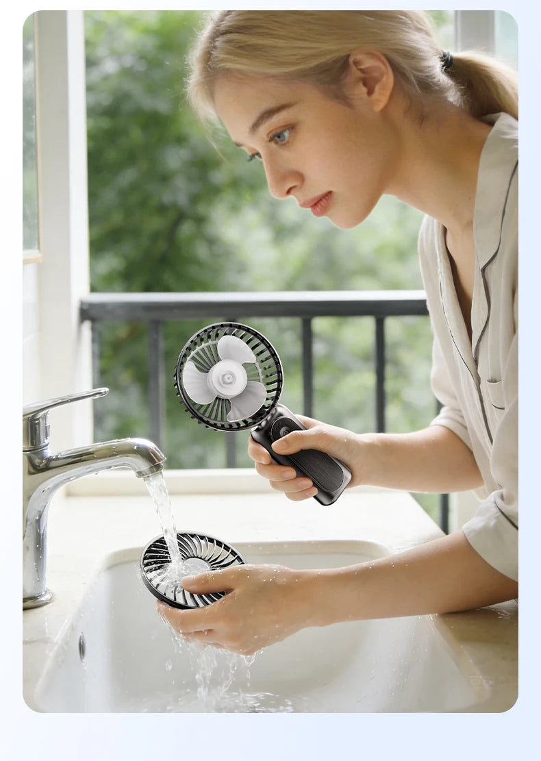 Outdoor Handheld Fan, Small Mini Fan, Foldable, Portable, Hanging on Neck, Speed, USB Rechargeable, 3600mAh Handheld ﻿