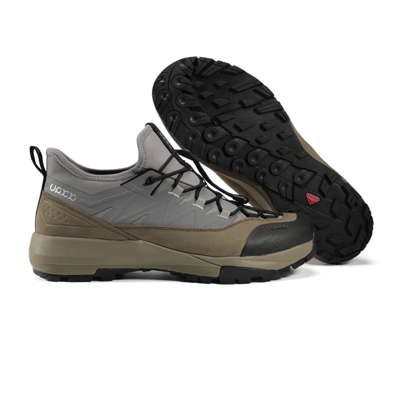 Genuine Leather Hiking Walking Shoes for Men Elastic Band Non Slip Sneakers Comfortable Outdoor Travel Running Shoes