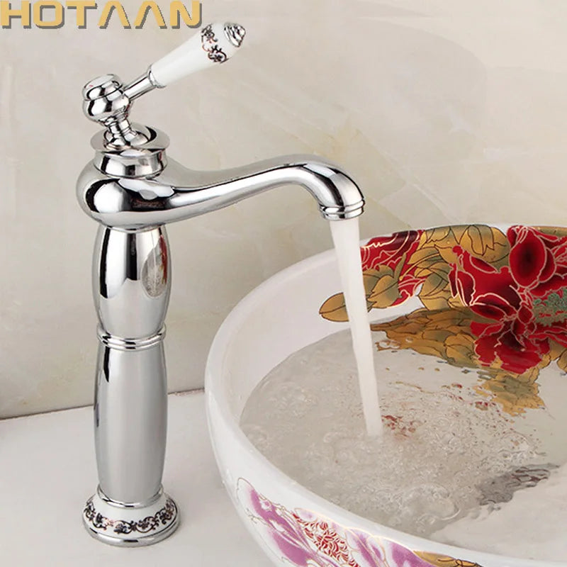 Luxury Basin Faucet Modern Faucet Bathroom Faucet Gold Finish Hot & Cold Brass Basin Sink Faucet Single Handle with Ceramic Taps