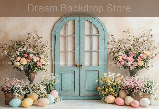 Spring Easter Background Photography Cute Rabbit Carrot Bunny Egg House Backdrop Decor for Kids Birthday Cake Smash Photo Studio