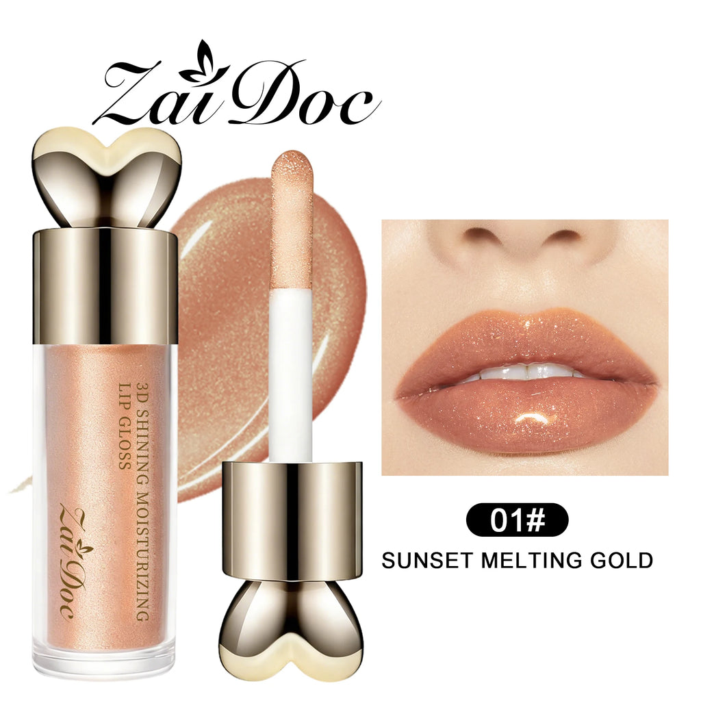 ZaiDoc Muti-Pcs 3D Plumping Shimmer Lip Gloss 6 Colors Moisturizing Glossy Finish Optional Hydrating Lip Oil Glaze Long Lasting Non-Sticky Liquid Lipstick for Girls Daily Makeup Cosmetics