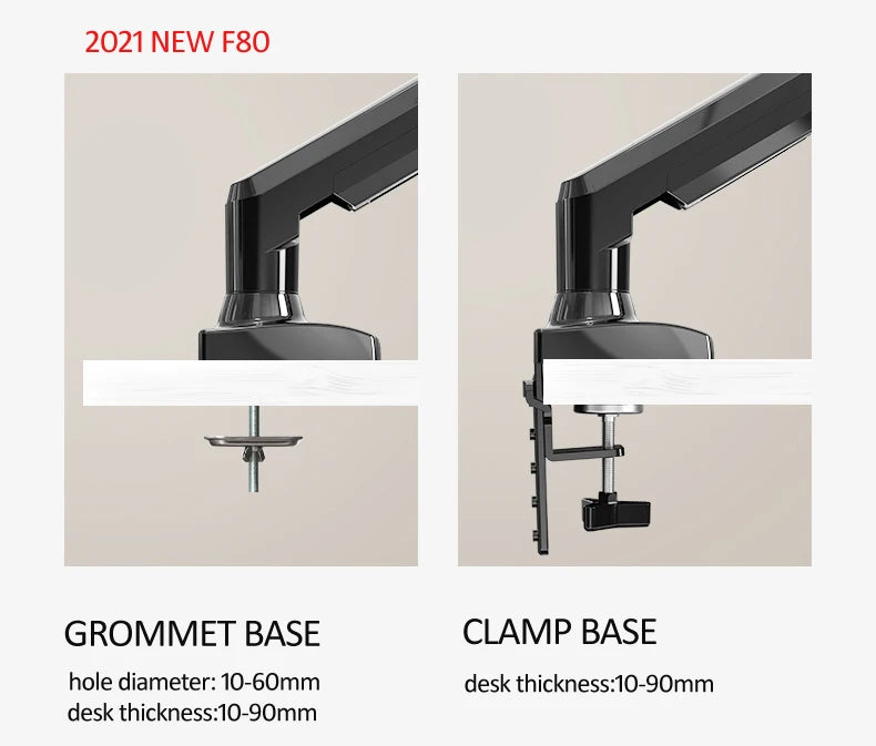 NEW NB F80 2-9kg Popular 17"30" Monitor Screen Desktop Stand Computer Bracket Gas Spring Long Arm Clamp Grommet Hole 360 Rotate