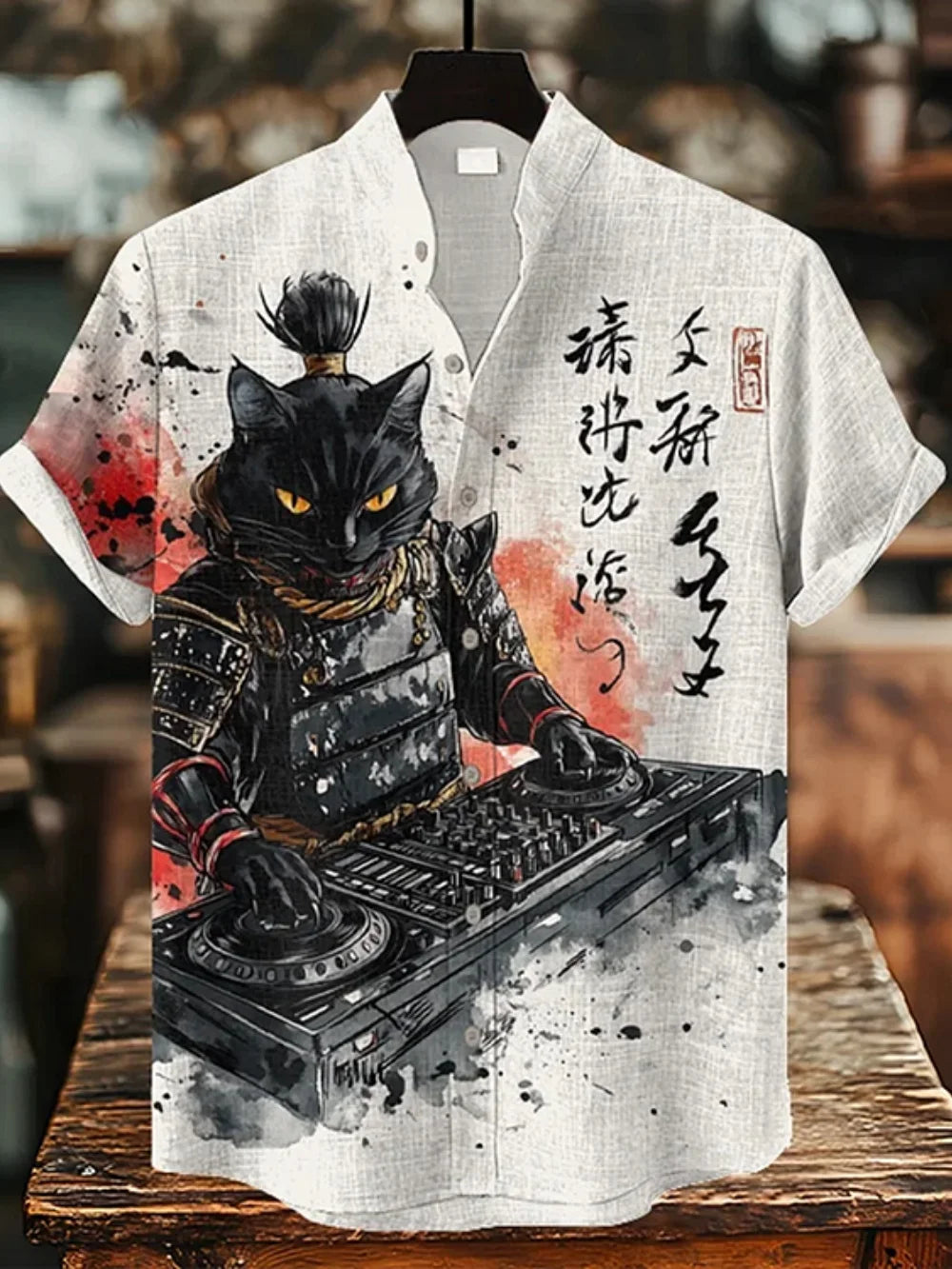 Men's Animal Print Casual Shirt Summer Vacation Short Sleeve Stand up Collar Designer High-Quality Fashion Top for Men