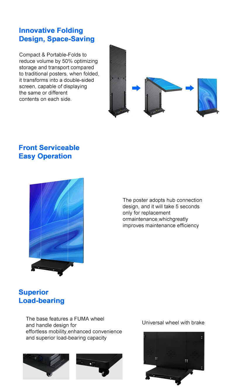 High Visibility Commercial Smart Video Poster Display Foldable Poster Display
