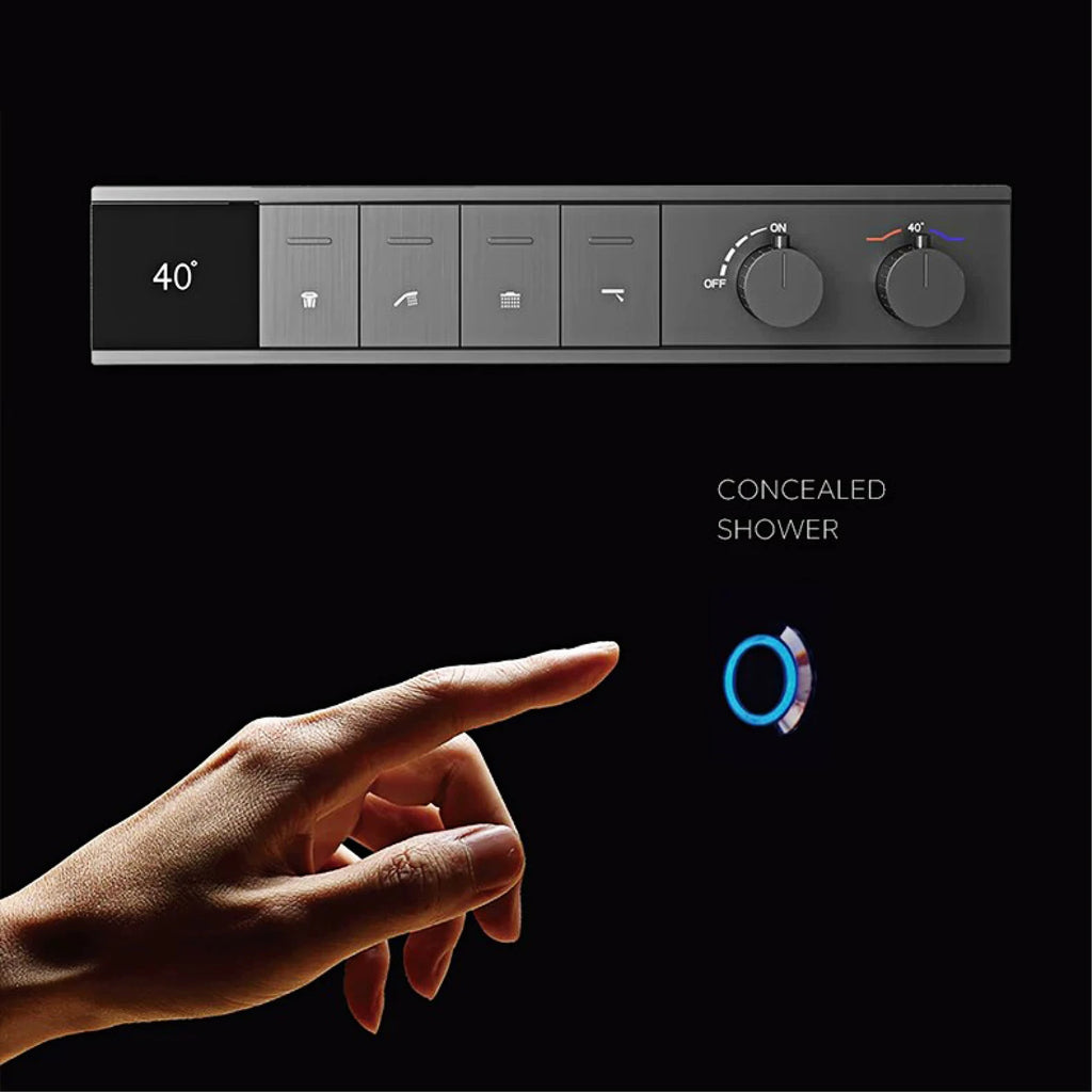 Luxury Bathroom Ceiling Embedded Rain Shower Head LED Digital Display Thermostatic Mixer Hot Cold Water Rainfall Shower System