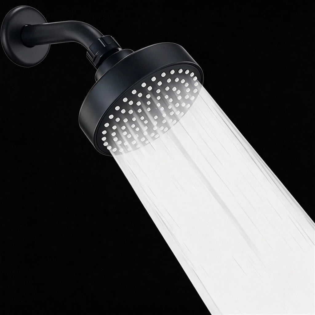 Modern Matte Black High Pressure Rainfall Shower Head with Wall Arm Large Round Fixed Overhead Spray Soft Silicone Jets