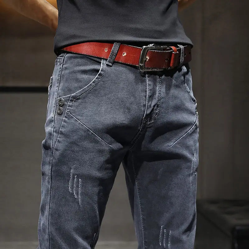 Men's Jeans Luxury Fashion Korean Kpop Washed Brand Boyfriend Men's Slim Denim Jeans Spring Autumn Casual Style Trousers Male