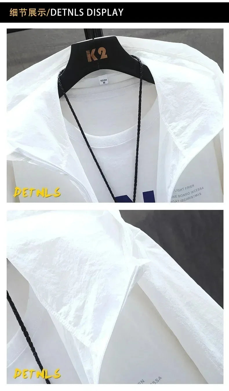 Men's Sun Protection Clothes Jackets Motorcycle Summer Ultra-thin Windproof Ice Silk Windbreaker Male UV Resistant Jacket Coats