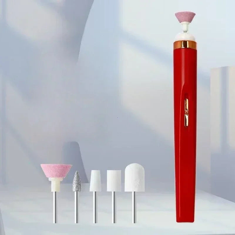 Nail Polishing Machine Electric Nail Grinder With Light Portable Mini Electric Manicure Art Pen Tools With Bag For Gel Removing