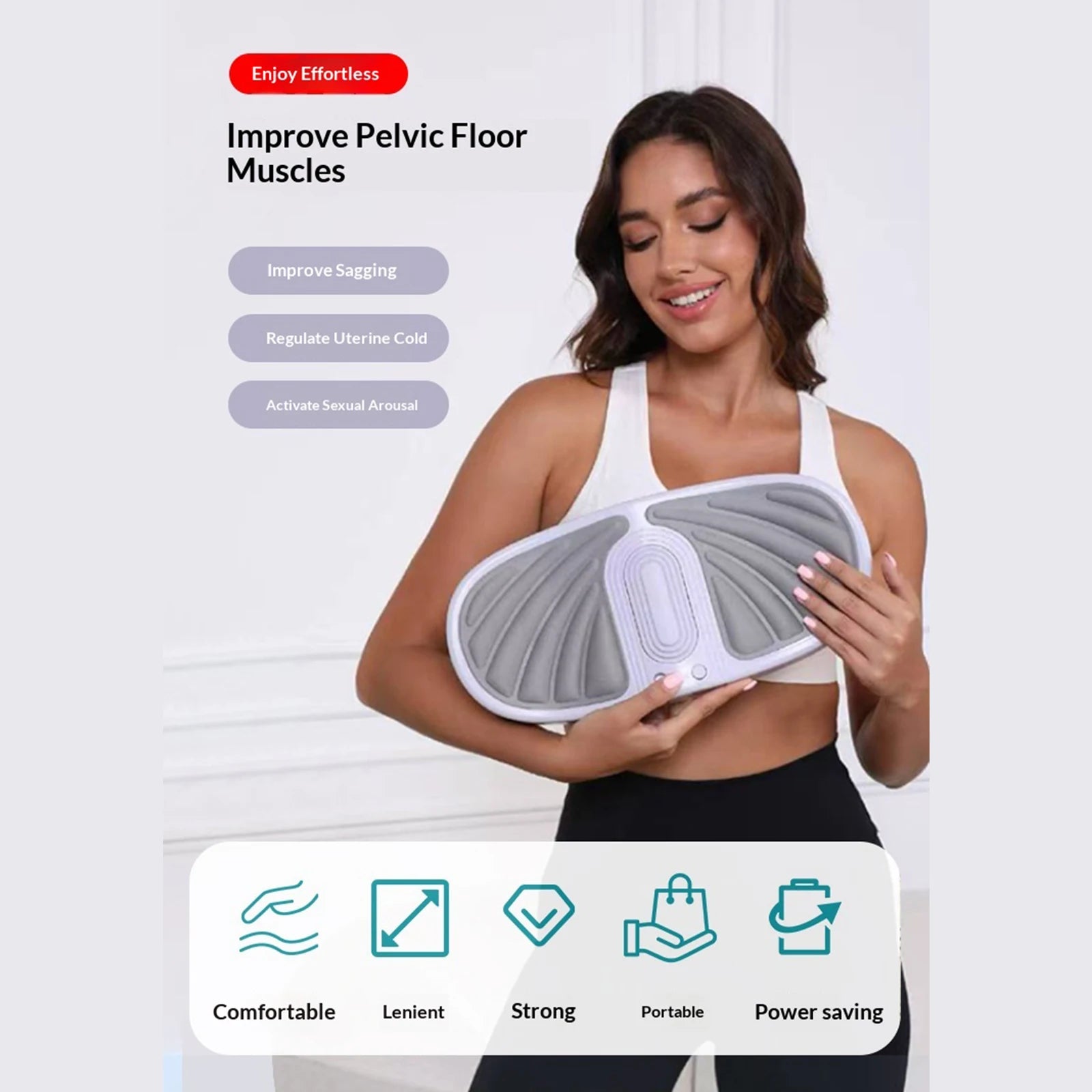 Electric Pelvic Floor Muscle Trainer 4 Modes PC Muscle Kegel Trainer Silicone Buttocks Shaping Machine for Men & Women