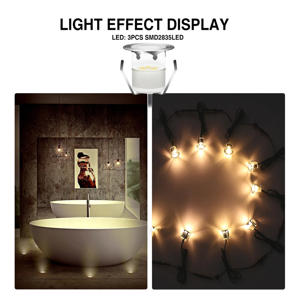 LED Outdoor Lighting  Stainless Steel Patio LED Stair Lamp DC12V 0.6W IP67 SMD2835 Garden Decoration Underground Lamps