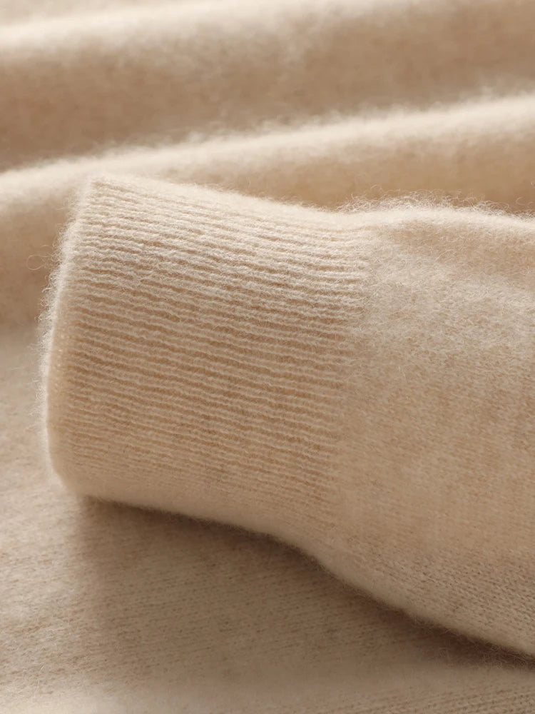 Autumn Winter Men O-neck 100% Merino Wool Pullover Cashmere Sweater Basic Casual Bottom Business Knitwear Soft Warm Clothing