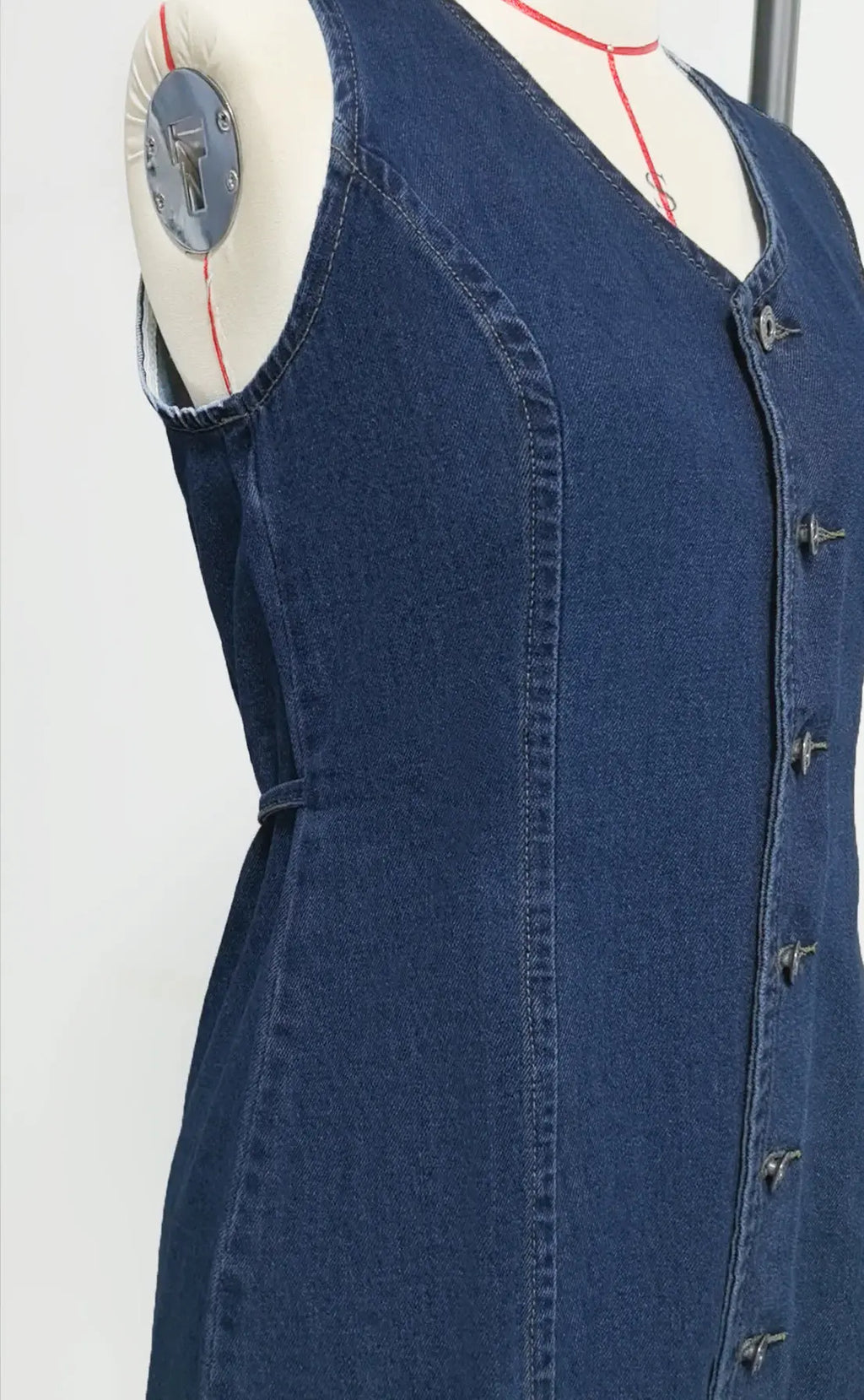Women's Retro Spicy Girl Design Sleeveless Denim Dress Spring Summer Washed Denim Short Skirt High Waist V-neck Dress for Women