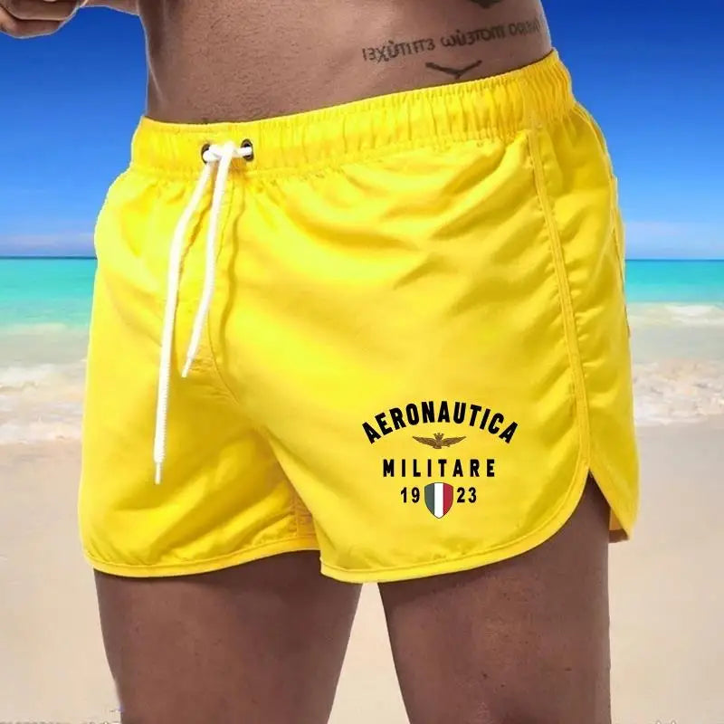 2024 Men's Fashion Printed Swimming Shorts Quick-Drying Beach Suit Breathable Drawstring Pocket