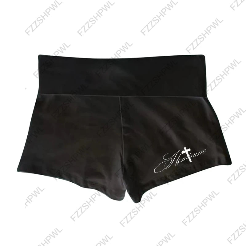 Harajuku Women's Shorts Gothic Geometric Print Striped Aesthetic Y2K Emo Girls high street Chic Casual Fashion American Shorts