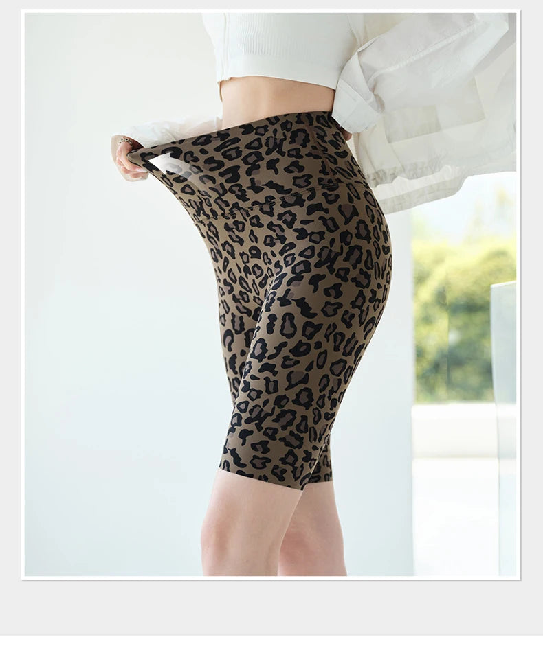 BIVIGAOS Summer Fashion Trend Leopard Print Cycling Shorts Women High Waist Tight Sexy Sport Short Leggings Fitness Biker Shorts