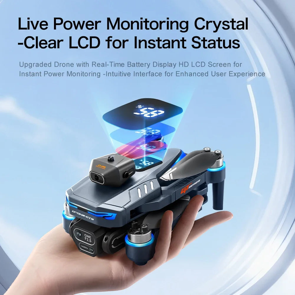 Original GT8 Drone 8K HD Three-camera Aerial Photography Wifi FPV RC with screen Brushless Motor Folding Quadcopter Dron Toys