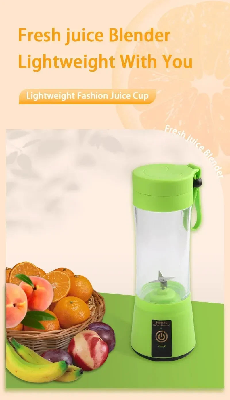 USB Charging Electric Juicer Cup 6 Leaf Blade Mini Portable Blender Fruit Juice Extractor For Home Travel